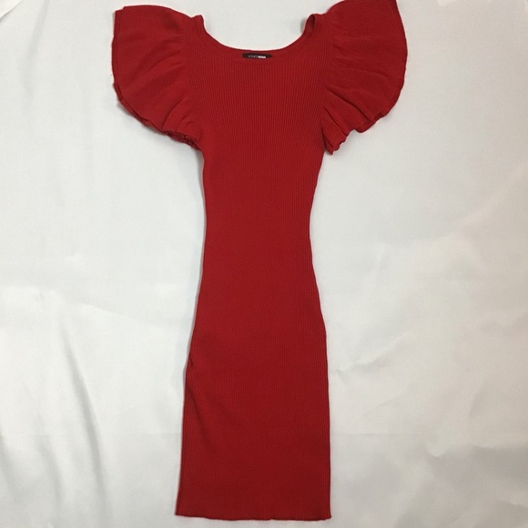 Fashion Nova-Ruffled Sleeved Bodycon Sweater Dress - Picture 5 of 8